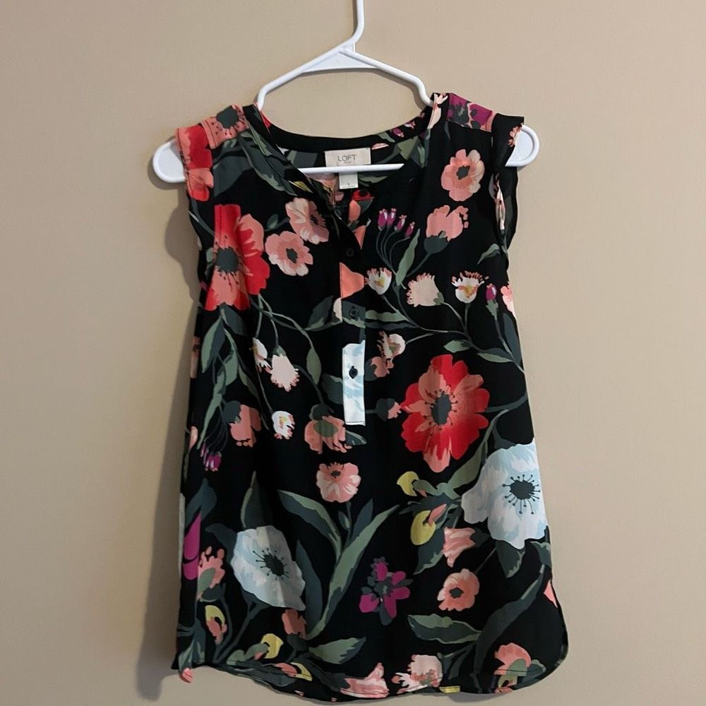 LOFT Floral Sleeveless Blouse - Black, Red, Pink, Green, White